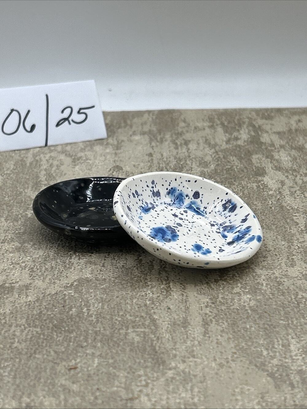 Speckled Trinket Dishes Ceramic Black and White